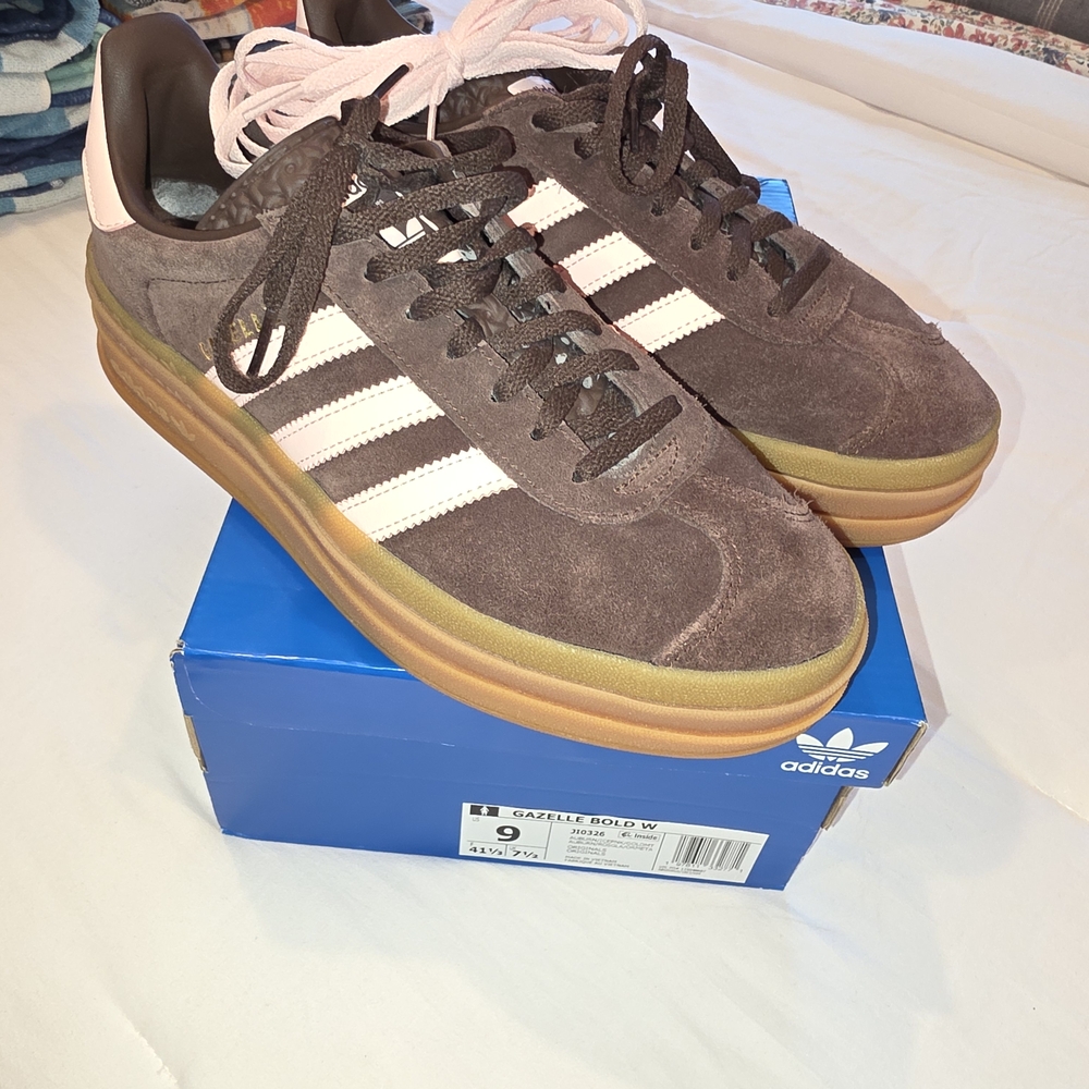 Adidas Brown and Pink Gazelle Sneakers